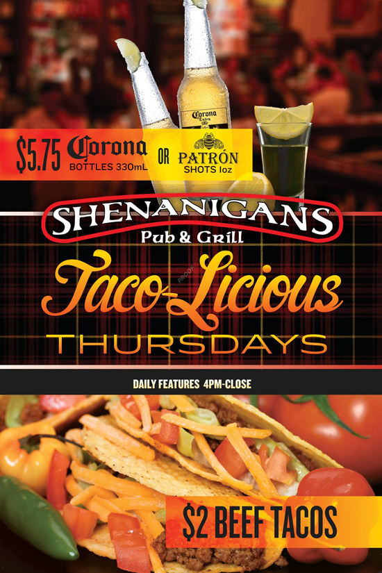 Thursday Taco Pub and Drinks Specials